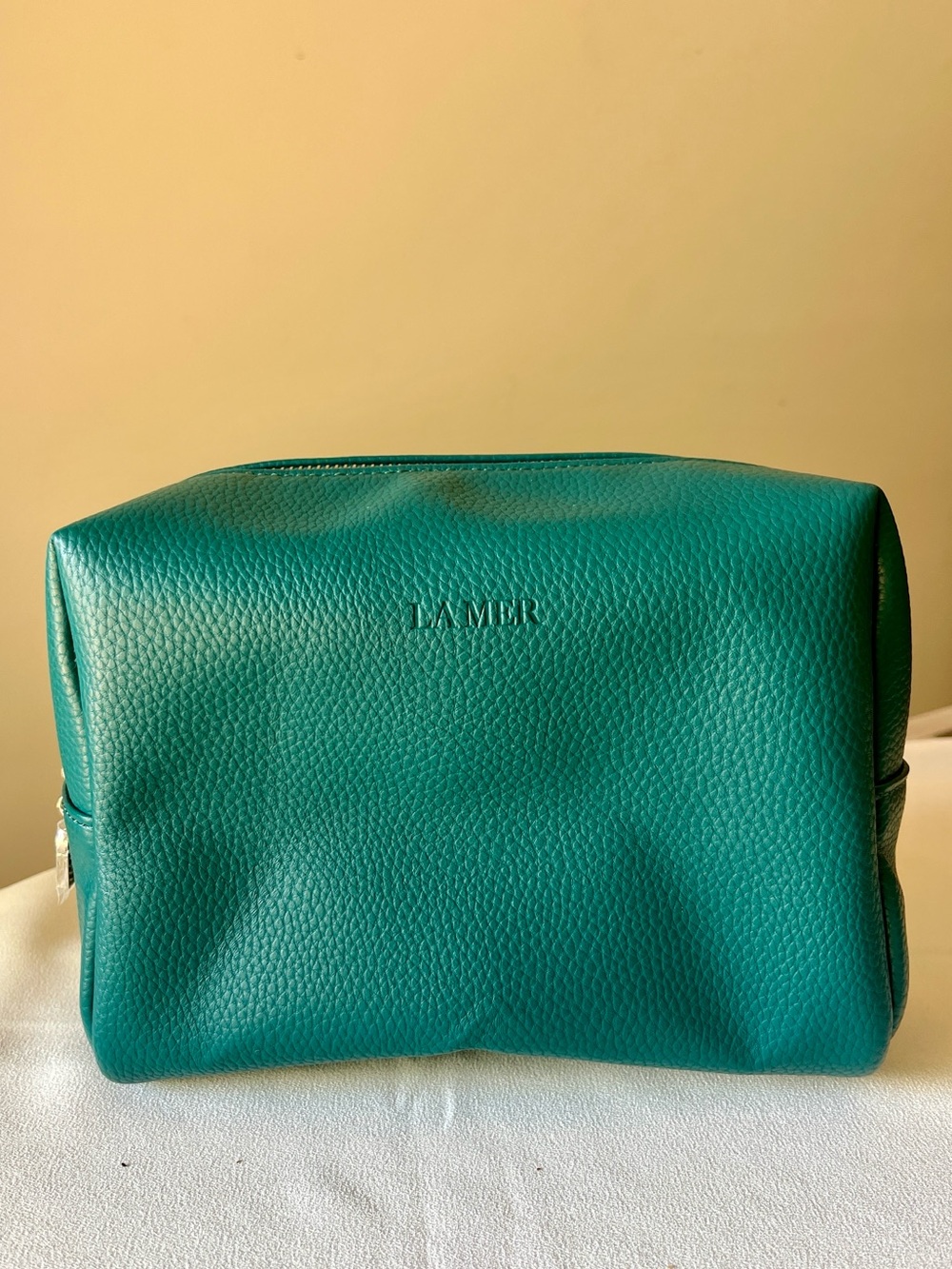 La Mer Teal Textured Cosmetic Travel Case Pouch - New